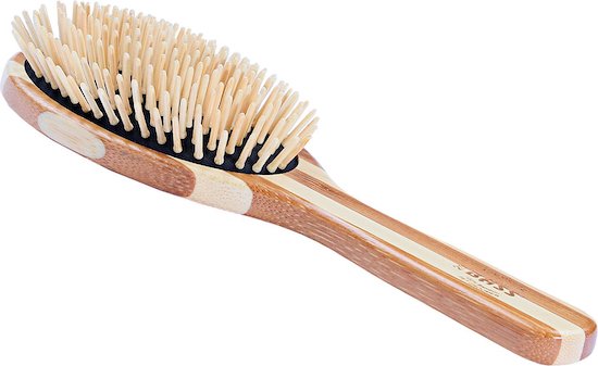 Bass Brushes The Green Dog & Cat Oval Brush, Bamboo-Stiped Finish, Small