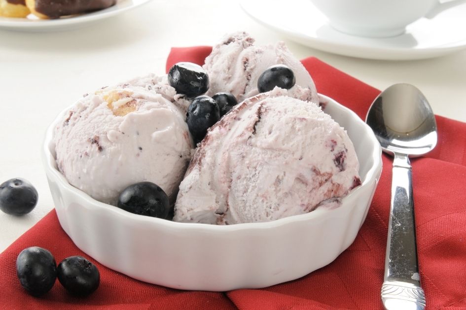 Blueberry Cheesecake Ice Cream in a Bowl