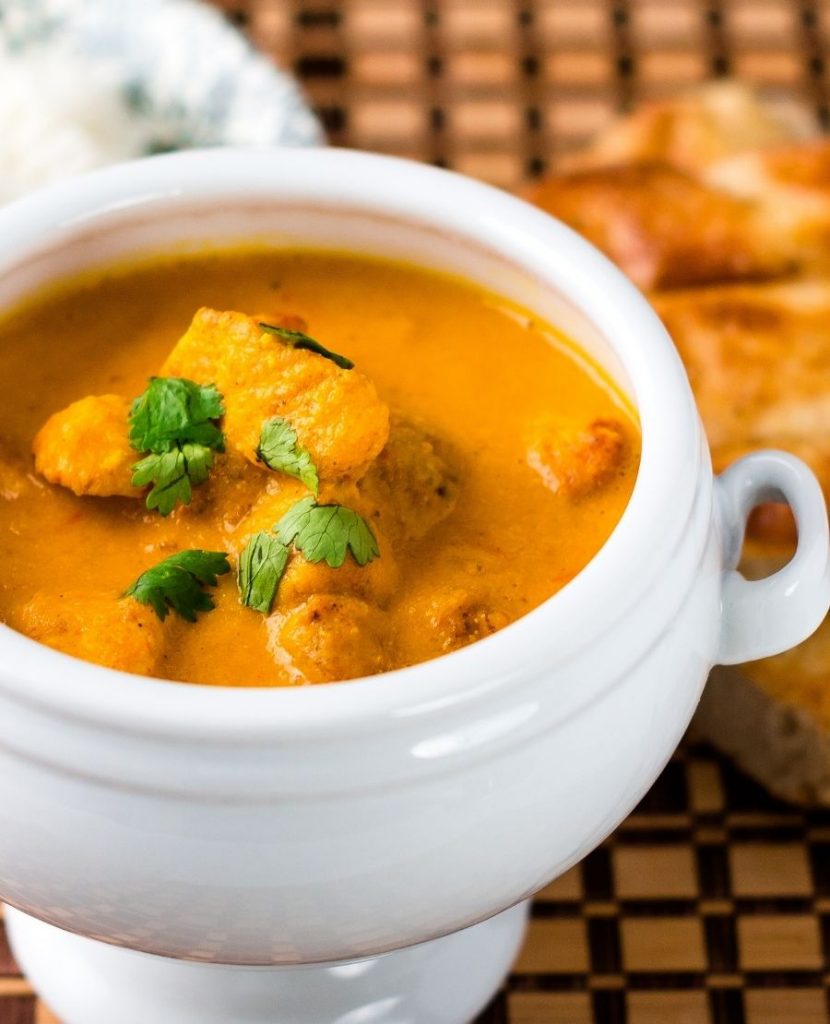 Close Up Indian Chicken Curry Dish in a Bowl