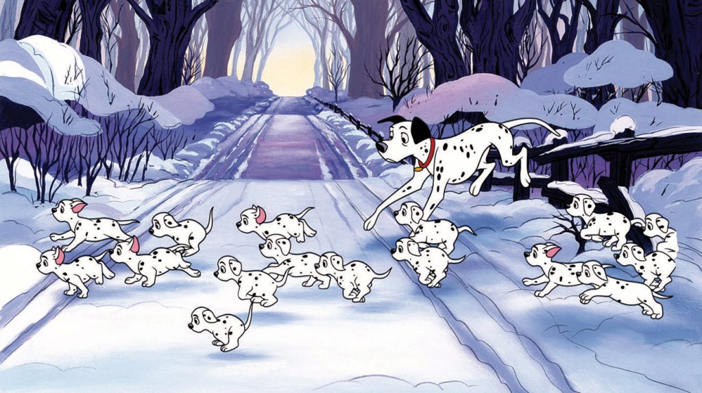 Dalmatian Pups Running on Snow