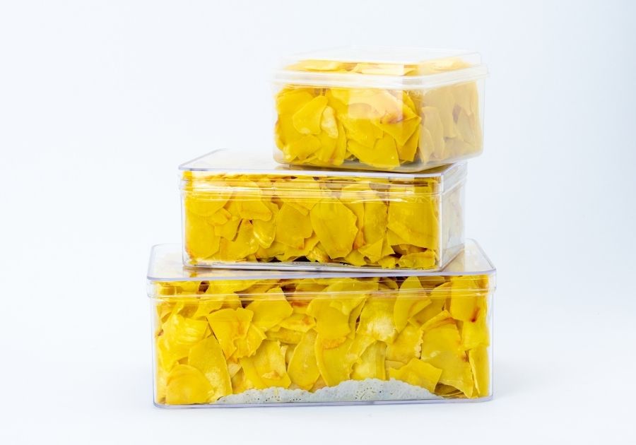 Dried Durian in Transparent Boxes