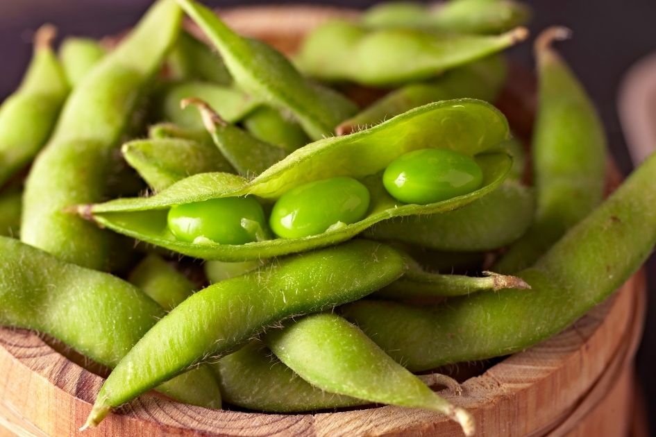 Edamame Beans with the Pods Open
