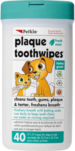 Petkin Plaque Toothwipes Fresh Mint Flavor Dog & Cat Dental Wipes