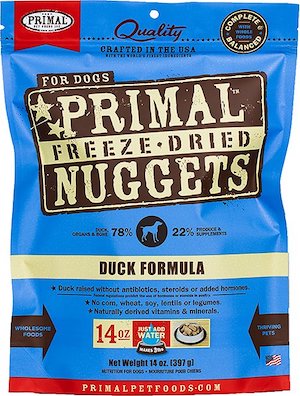 Primal Duck Formula Nuggets Grain-Free Raw Freeze-Dried Dog Food