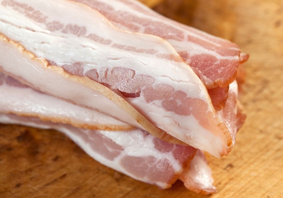 Raw Bacon on Table